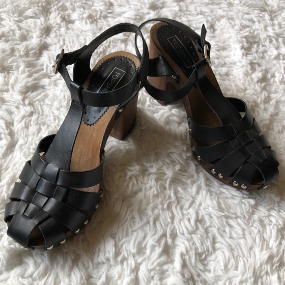 Topshop Shoes - Topshop black boho leather and stud woven size 38